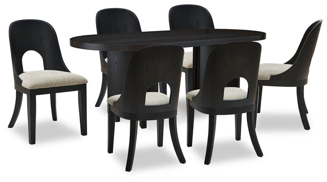 Furniture City Houma - Ashley Furniture - Rowanbeck Dining Table and 6 Chairs - Dining Table and 6 Chairs / Black - D821D4