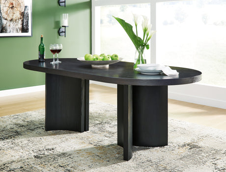 Furniture City Houma - Ashley Furniture - Rowanbeck Dining Table - Oval Dining Room Table / Black - D821-25