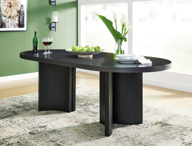 Furniture City Houma - Ashley Furniture - Rowanbeck Dining Table - Oval Dining Room Table / Black - D821-25