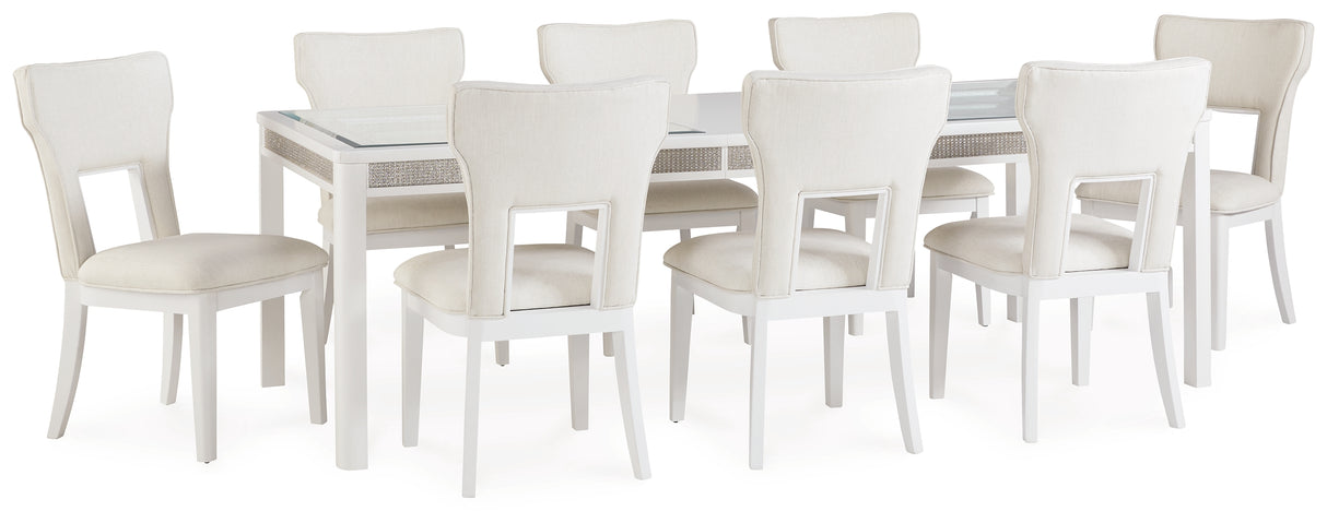 Furniture City Houma - Ashley Furniture - Chalanna Dining Table and 8 Chairs - Dining Table and 8 Chairs / White - D822D3