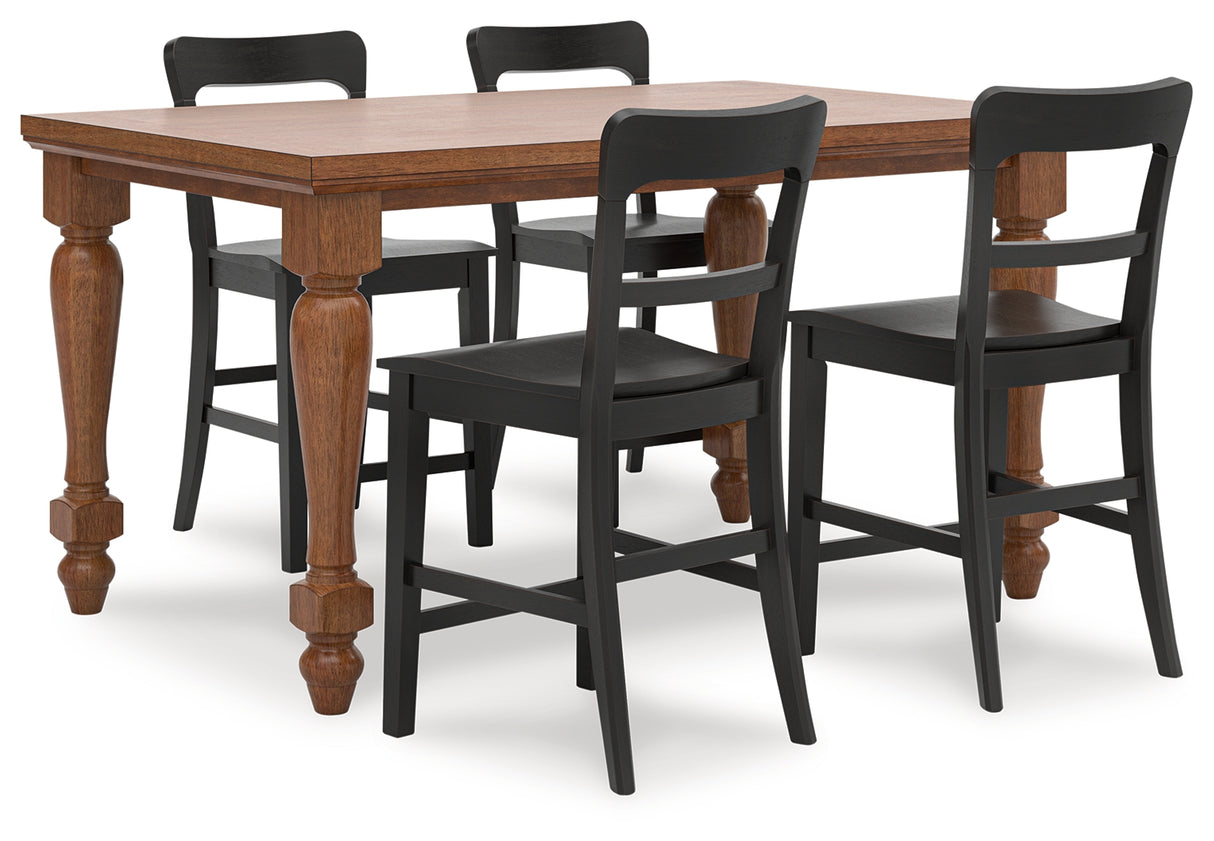 Greddinton Counter Height Dining Table and 4 Barstools