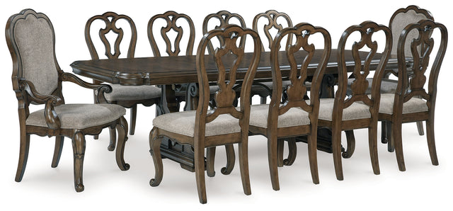 Furniture City Houma - Ashley Furniture - Maylee Dining Table and 10 Chairs - Dining Table and 10 Chairs / Dark Brown - D947D14