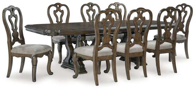 Furniture City Houma - Ashley Furniture - Maylee Dining Table and 8 Chairs - Dining Table and 8 Chairs / Dark Brown - D947D9
