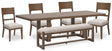 Furniture City Houma - Ashley Furniture - Cabalynn Dining Table, 4 Chairs and Bench - Dining Table, 4 Chairs and Bench / Light Brown - D974D2