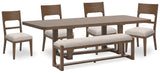 Furniture City Houma - Ashley Furniture - Cabalynn Dining Table, 4 Chairs and Bench - Dining Table, 4 Chairs and Bench / Light Brown - D974D2