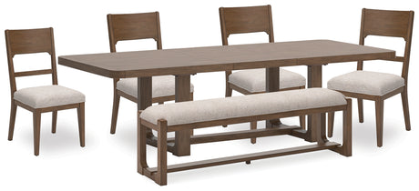 Furniture City Houma - Ashley Furniture - Cabalynn Dining Table, 4 Chairs and Bench - Dining Table, 4 Chairs and Bench / Light Brown - D974D2