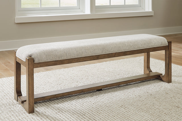Furniture City Houma - Ashley Furniture - Cabalynn 63" Dining Bench - Large UPH Dining Room Bench / Oatmeal/Light Brown / 64"W x 16"D x 20"H - D974-00