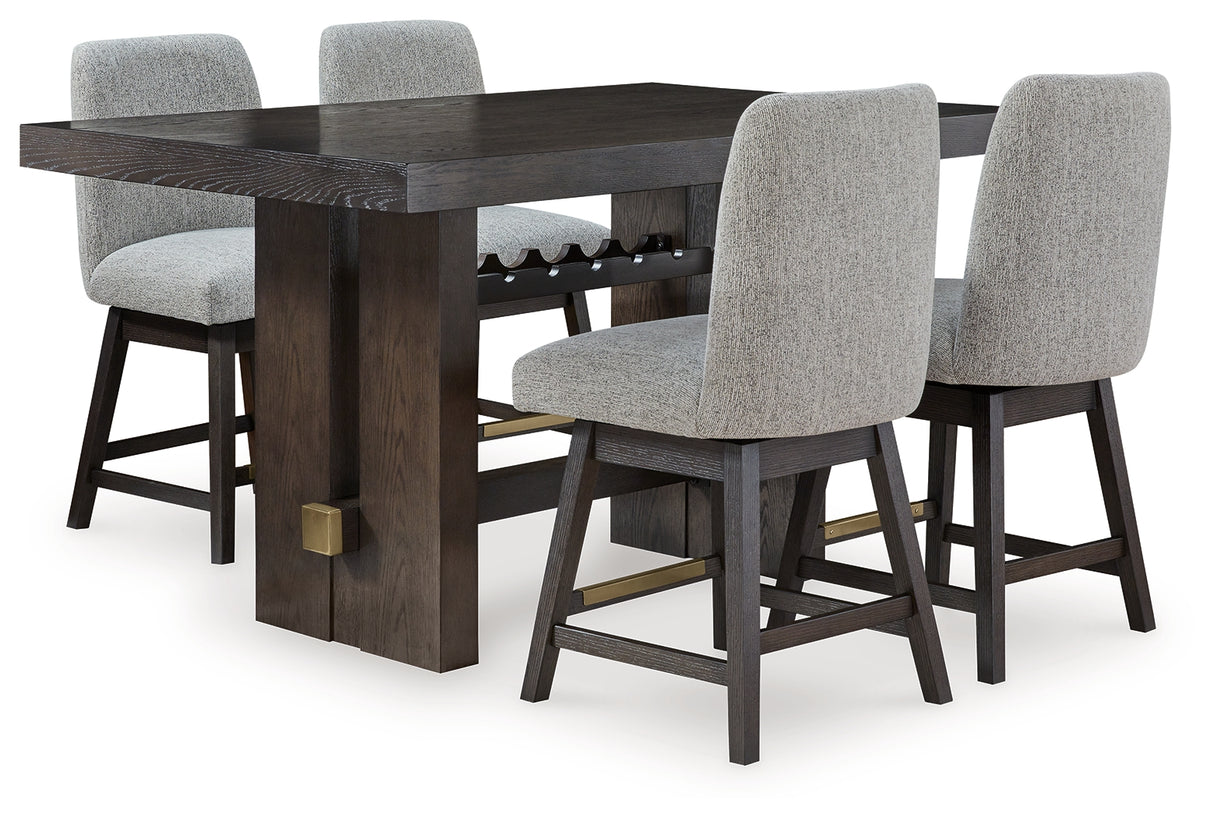 Furniture City Houma - Ashley Furniture - Burkhaus Counter Height Dining Table and 4 Barstools - Counter Height Dining Table and 4 Barstools / Dark Brown - D984D5