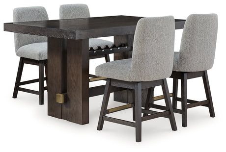 Furniture City Houma - Ashley Furniture - Burkhaus Counter Height Dining Table and 4 Barstools - Counter Height Dining Table and 4 Barstools / Dark Brown - D984D5