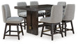 Furniture City Houma - Ashley Furniture - Burkhaus Counter Height Dining Table and 6 Barstools - Counter Height Dining Table and 6 Barstools / Dark Brown - D984D6