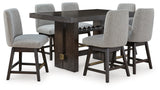 Furniture City Houma - Ashley Furniture - Burkhaus Counter Height Dining Table and 6 Barstools - Counter Height Dining Table and 6 Barstools / Dark Brown - D984D6