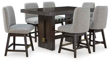 Furniture City Houma - Ashley Furniture - Burkhaus Counter Height Dining Table and 6 Barstools - Counter Height Dining Table and 6 Barstools / Dark Brown - D984D6