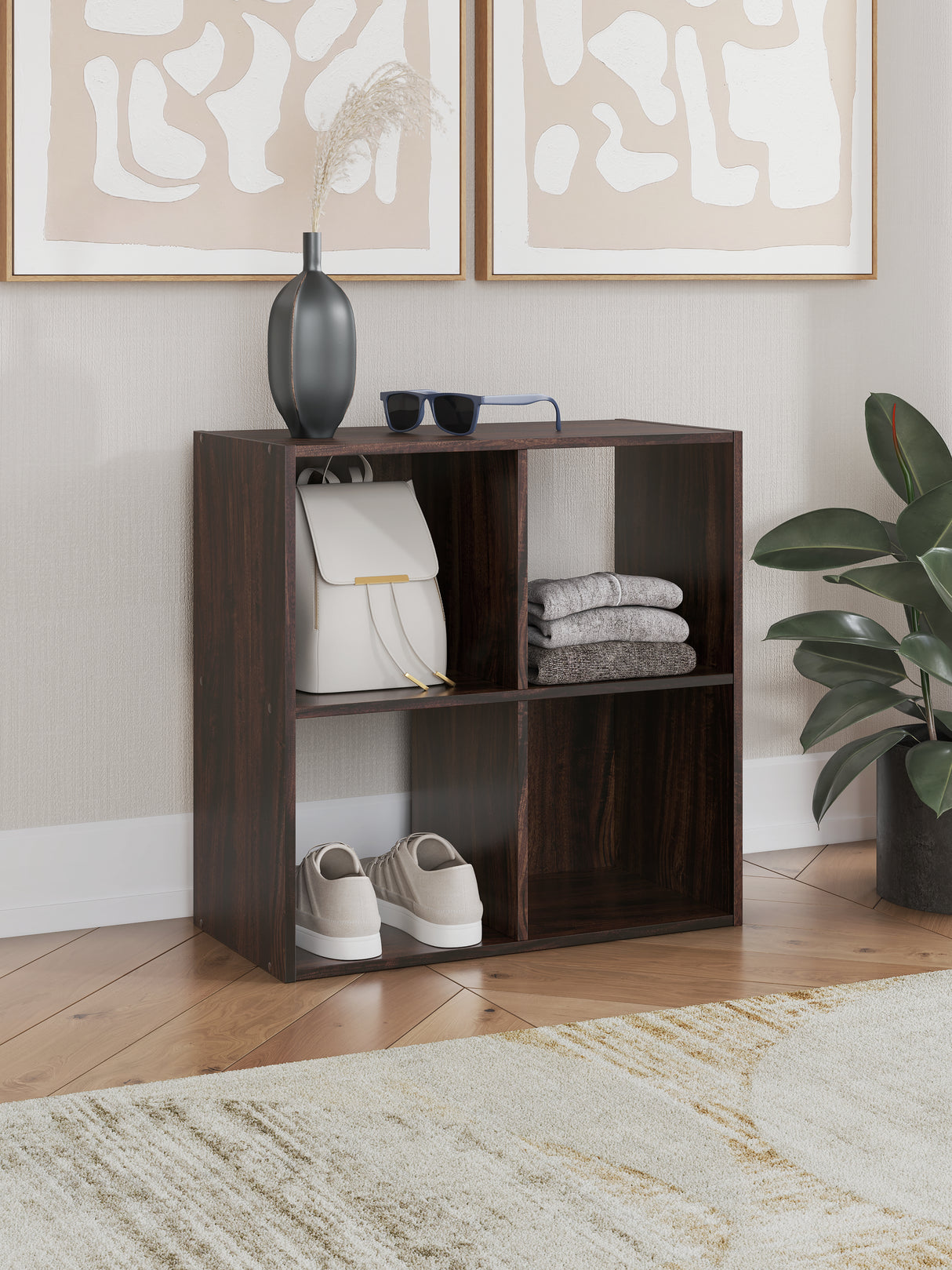 Furniture City Houma - Ashley Furniture - Glosmount Four Cube Organizer - Four Cube Organizer / Cherry/Light Brown - EA1055-2X2