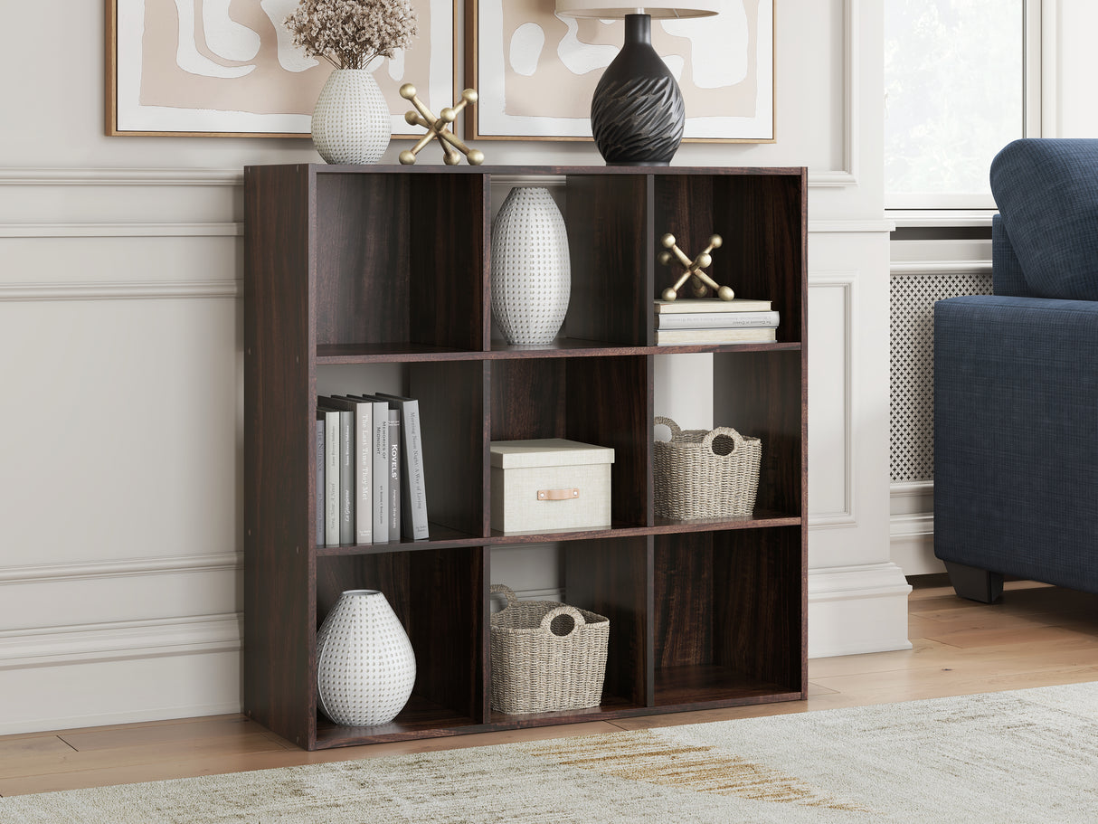 Furniture City Houma - Ashley Furniture - Glosmount Nine Cube Organizer - Nine Cube Organizer / Cherry/Light Brown - EA1055-3X3