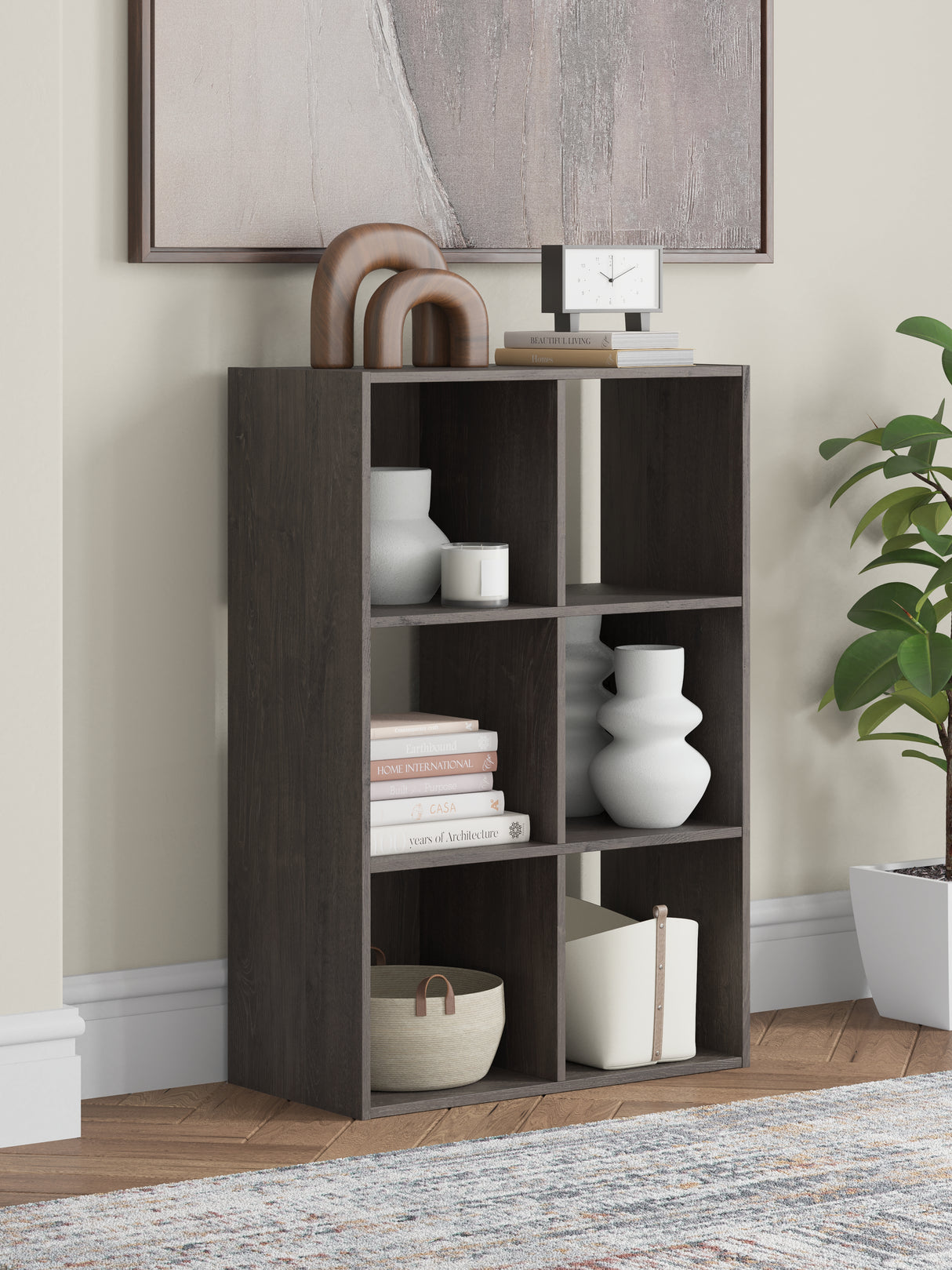 Furniture City Houma - Ashley Furniture - Piperton Six Cube Organizer - Six Cube Organizer / Charcoal - EA5514-3X2