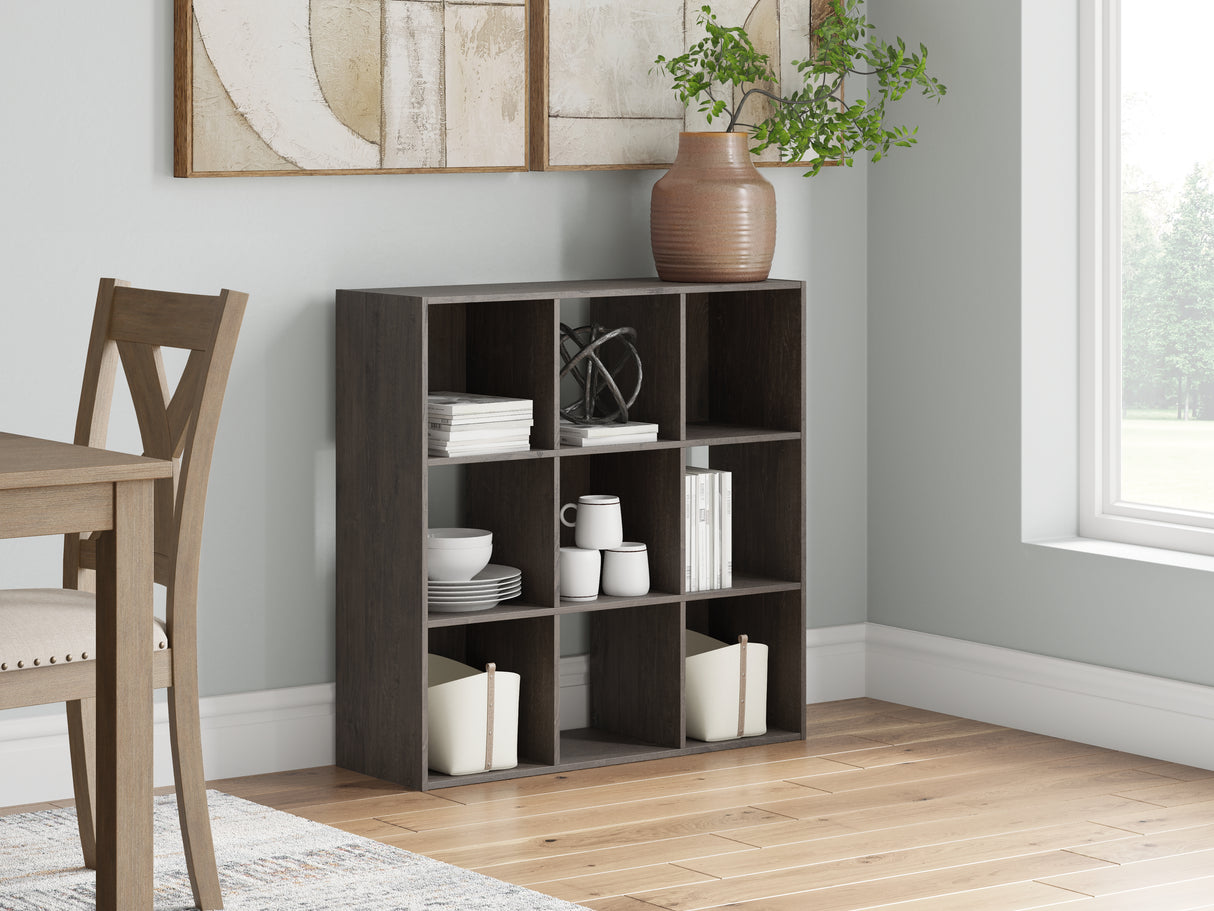 Furniture City Houma - Ashley Furniture - Piperton Nine Cube Organizer - Nine Cube Organizer / Charcoal - EA5514-3X3