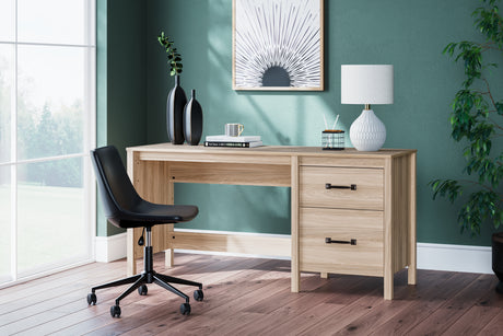 Furniture City Houma - Ashley Furniture - Battelle 60" Home Office Desk - Home Office Desk / Tan - H3929-134