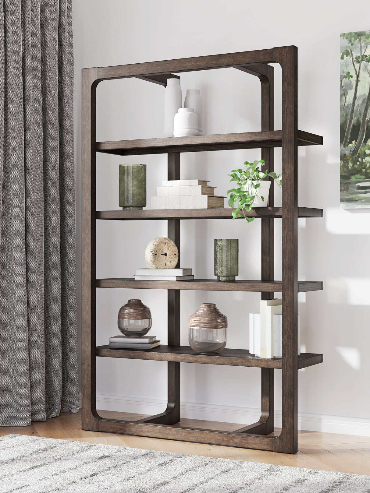 Furniture City Houma - Ashley Furniture - Breckington 76" Bookcase - Bookcase / Dark Brown - H556-70