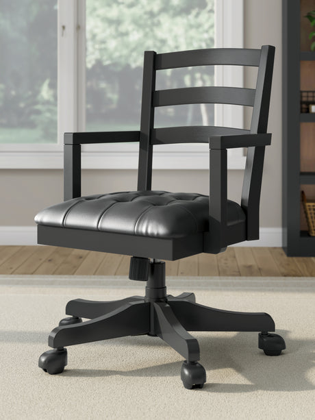 Furniture City Houma - Ashley Furniture - Wildenauer Home Office Desk Chair - Home Office Swivel Desk Chair / Black - H664-01A