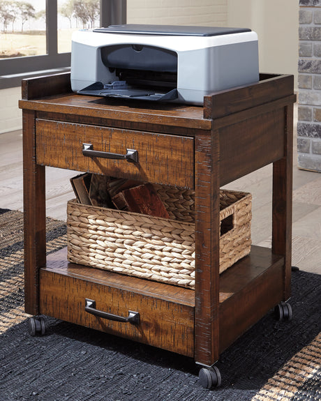 Furniture City Houma - Ashley Furniture - Baldridge Printer Stand - Printer Stand / Rustic Brown - H675-11
