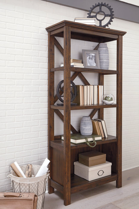 Furniture City Houma - Ashley Furniture - Baldridge 75" Bookcase - Large Bookcase / Rustic Brown - H675-17