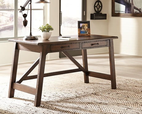 Furniture City Houma - Ashley Furniture - Baldridge Office Desk - Home Office Large Leg Desk / Rustic Brown - H675-44