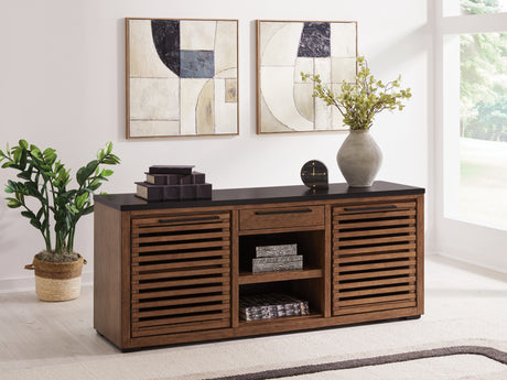 Furniture City Houma - Ashley Furniture - Kallari Credenza - Credenza / Warm Brown/Black - H737-60