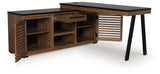 Furniture City Houma - Ashley Furniture - Kallari Office Desk - Credenza with Desk Return / Warm Brown/Black - H737H1