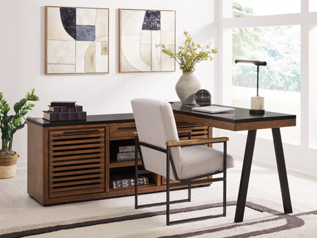 Furniture City Houma - Ashley Furniture - Kallari Credenza with Desk Return - Credenza with Desk Return / Warm Brown/Black - H737H1