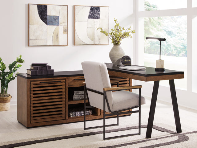 Furniture City Houma - Ashley Furniture - Kallari Credenza with Desk Return - Credenza with Desk Return / Warm Brown/Black - H737H1