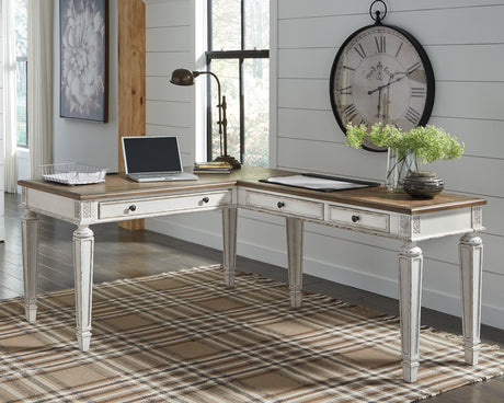 Furniture City Houma - Ashley Furniture - Realyn 2-Piece Home Office Desk - 2-Piece Home Office Desk / White/Brown - H743H1