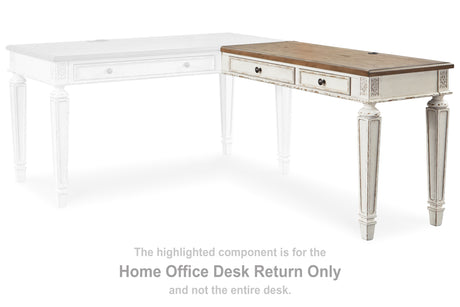 Furniture City Houma - Ashley Furniture - Realyn Home Office Desk Return - Home Office Desk Return / White/Brown - H743-34R