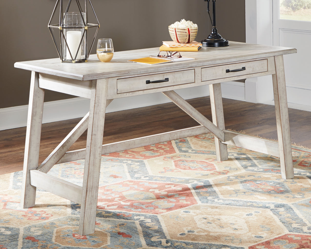 Furniture City Houma - Ashley Furniture - Carynhurst Office Desk - Home Office Large Leg Desk / Whitewash - H755-44