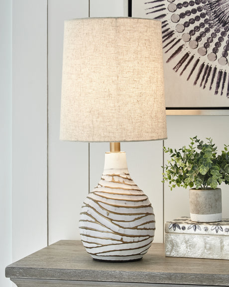 Furniture City Houma - Ashley Furniture - Aleela Table Lamp (Set of 2) - Table Lamp (Set of 2) / White/Gold Finish - L204194X2