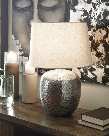 Furniture City Houma - Ashley Furniture - Magalie Table Lamp (Set of 2) - Table Lamp (Set of 2) / Antique Silver Finish - L207314X2