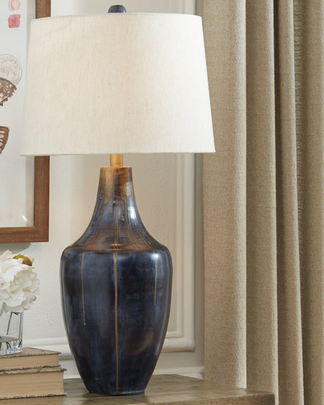Furniture City Houma - Ashley Furniture - Evania Table Lamp (Set of 2) - Table Lamp (Set of 2) / Indigo - L207344X2