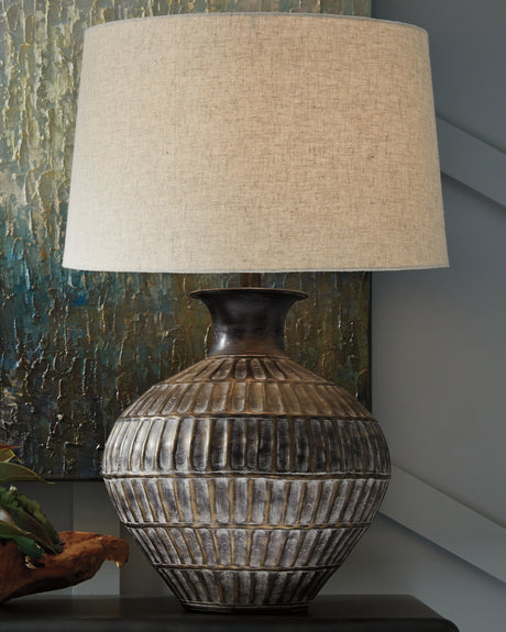 Furniture City Houma - Ashley Furniture - Magan Table Lamp (Set of 2) - Table Lamp (Set of 2) / Antique Bronze Finish - L207354X2