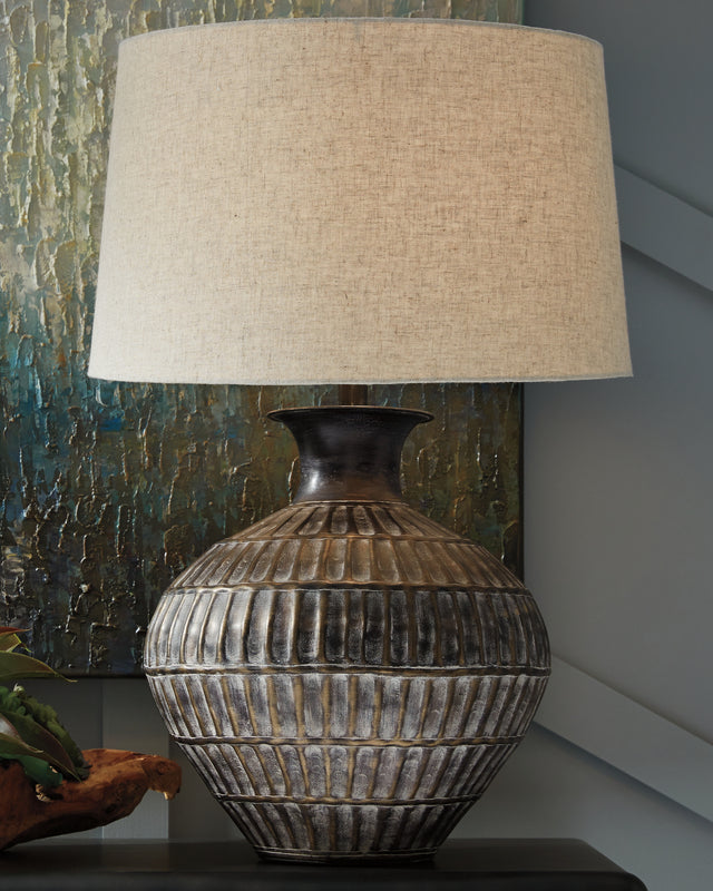 Furniture City Houma - Ashley Furniture - Magan Table Lamp (Set of 2) - Table Lamp (Set of 2) / Antique Bronze Finish - L207354X2