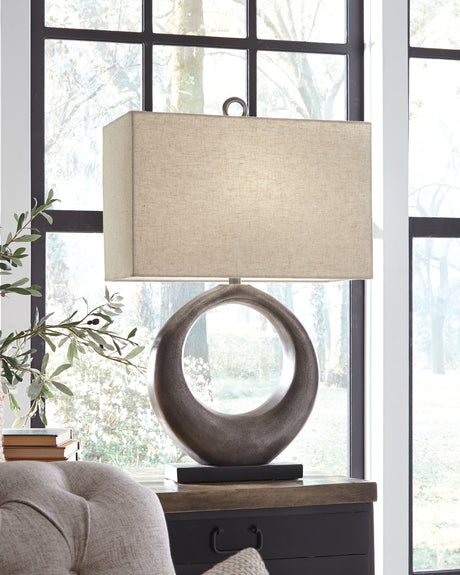 Furniture City Houma - Ashley Furniture - Saria Table Lamp (Set of 2) - Table Lamp (Set of 2) / Antique Silver Finish - L207394X2