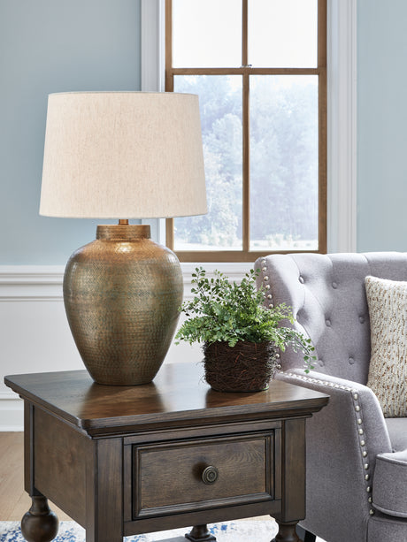 Furniture City Houma - Ashley Furniture - Madney 2-Piece Lamp Set - 2-Piece Lamp Set / Antique Gold Finish - L207494X2