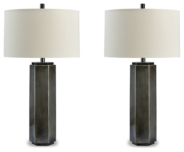 Furniture City Houma - Ashley Furniture - Dirkton Table Lamp (Set of 2) - Table Lamp (Set of 2) / Antique Pewter - L208324X2
