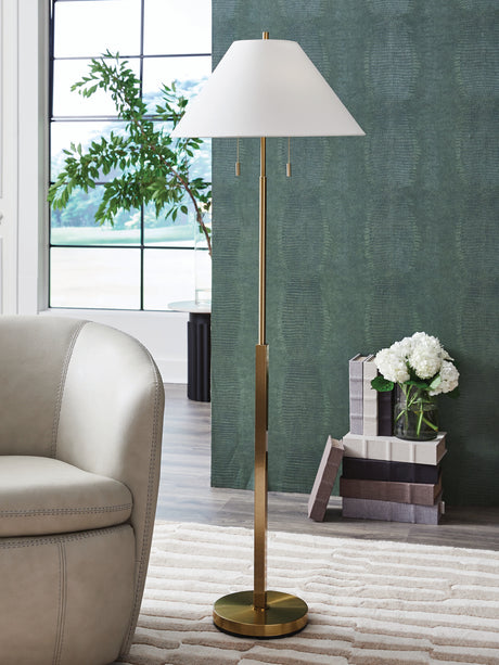 Furniture City Houma - Ashley Furniture - Haigwood Floor Lamp - Metal Floor Lamp (1/CN) / Gold Finish - L208471