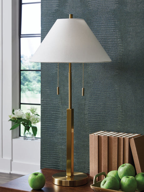 Furniture City Houma - Ashley Furniture - Haigwood Table Lamp - Metal Table Lamp (1/CN) / Gold Finish - L208474