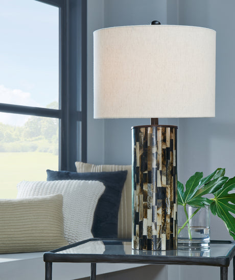 Furniture City Houma - Ashley Furniture - Ellford Table Lamp (Set of 2) - Table Lamp (Set of 2) / Black/Brown/Cream - L235684X2