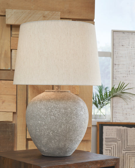 Furniture City Houma - Ashley Furniture - Dreward Table Lamp (Set of 2) - Table Lamp (Set of 2) / Distressed Gray - L235694X2