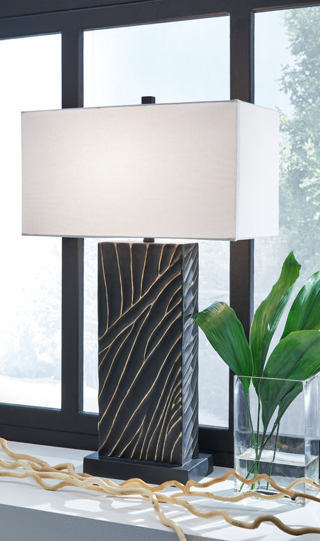 Furniture City Houma - Ashley Furniture - Bartlen 2-Piece Lamp Set - 2-Piece Lamp Set / Black/Gold Finish - L235774X2