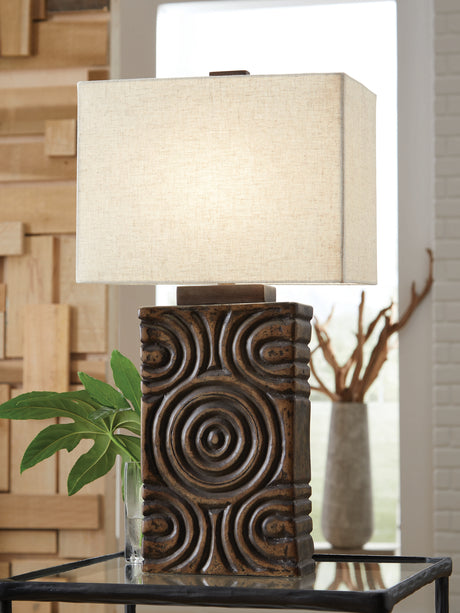 Furniture City Houma - Ashley Furniture - Heathbury Table Lamp - Paper Table Lamp (1/CN) / Antique Brown - L235964