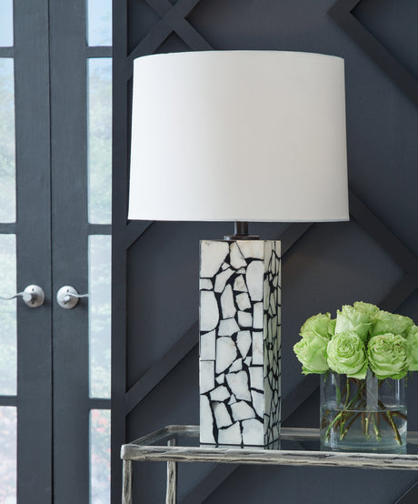 Furniture City Houma - Ashley Furniture - Macaria Table Lamp (Set of 2) - Table Lamp (Set of 2) / White/Black - L429044X2