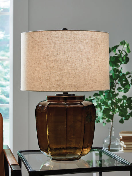 Furniture City Houma - Ashley Furniture - Bainmore Table Lamp - Glass Table Lamp (1/CN) / Amber - L430914