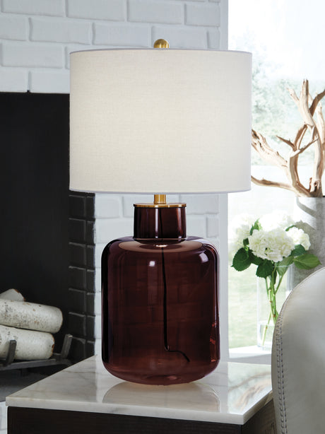 Furniture City Houma - Ashley Furniture - Mette Lighting - Glass Table Lamp (1/CN) / Brown/Gold Finish - L430924